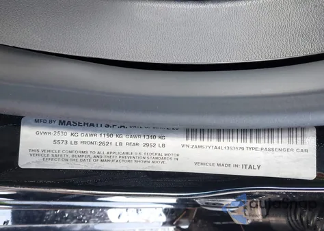 2020 Maserati Ghibli S Q4 z USA, uszkodzony, nr VIN ZAM57YTA4L1353579